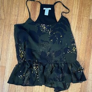 Bar lll Women’s S Green Crepe Print Sleeveless Top